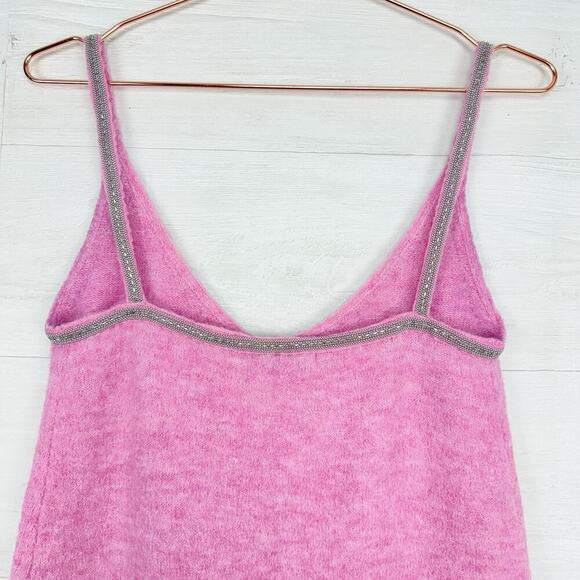 Zara Wool Alpaca Blend Mini Dress Size S Pink Embellished Straps Coquette Twee - Picture 7 of 13